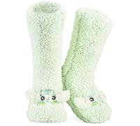 Disney Chaussettes Chaussons Femme Chaussettes Fourrées Antidérapantes Fantaisie Idée Cadeau Stitch Femme Fille Ado (Vert Clair Baby Yoda)