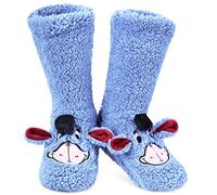 Disney Chaussettes Chaussons Femme Chaussettes Fourrées Antidérapantes Fantaisie Idée Cadeau Stitch Femme Fille Ado (Bleu Pilou Bourriquet)