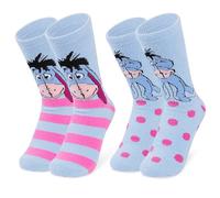 Disney Chaussettes Femme Pilou, 2 Paires Chaussettes Antidérapantes Femme Stitch Mickey Minnie Baby Yoda (Bleu Bourriquet)