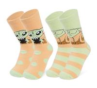 Disney Chaussettes Chaussons Femme EU 35-41, Lot de 2 Polaire Chaussettes Antidérapantes Fantaisie, Cosy Idee Cadeau (Vert Baby Yoda)