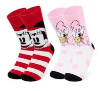 Disney Chaussettes Femme Pilou, 2 Paires Chaussettes Antidérapantes Femme Stitch Mickey Minnie Baby Yoda (Multicolore Mickey/Daisy)