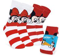 Disney Chaussettes Femme Pilou, 2 Paires Chaussettes Antidérapantes Femme Stitch Mickey Minnie Baby Yoda (Rouge Minnie/Mickey)