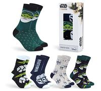 Disney Chaussettes Homme Mi-Mollet, Coffret 5 Paires Chaussettes Fantaisie Homme, Idée Cadeau Geek Adulte Ado (Vert Baby Yoda, 40/45 EU)