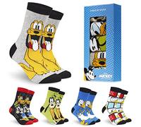 Disney Chaussettes Homme Mi-Mollet, Coffret 5 Paires Chaussettes Fantaisie Homme, Idée Cadeau Geek Adulte Ado (Multi Goofy, 39/44 EU)