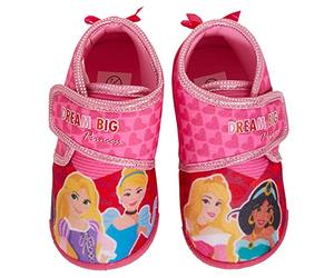 Disney Chaussons bottines de princesse pour filles Chaussons de marche premiers pas pour tout-petits Chaussons pour enfants à fermeture facile pour la crèche et la maison, Rose, 23 EU