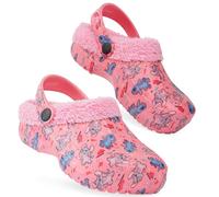 Disney Chaussons Enfant Stitch Pantoufles Enfant Fille Tailles 26/35 Sabots Fourrés Enfant (Rose Stitch/Angel, 34/35 EU)
