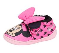 Disney Chaussons Minnie Mouse pour fille avec nœud 3D en fourrure polaire et doublure en polaire
