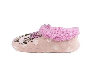 Disney Chaussons Style Chaussettes Minnie - Couleur Rose - Taille 32-35 - Intérieur Moumoute - Pantoufles en Polyester - Semelle Souple Antidérapante - Produit Original Conçu en Espagne