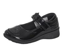 Disney Chaussures d'école pour filles La Reine des Neiges Anna Elsa - Noir verni - Semelle résistante - Sangle facile à attacher, Noir , 28 EU