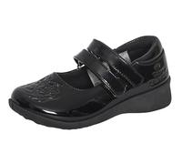 Disney Chaussures d'école princesse pour filles - Noir verni - Sangles faciles à fixer, Noir , 33 EU
