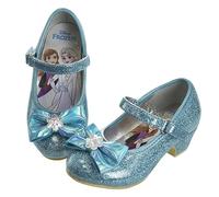 Disney Chaussures - Mary Jane - Chaussures plates avec nœud - Enfant Personnage Princesse Costume Fleur École Fête Chaussures plates Pantoufles - Tout-petit/tout-petit, Blue Frozen, 28 EU