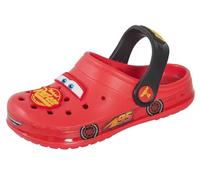 Disney Chaussures pour garçons Cars Sabots avec charmes pour enfants Sandales Lightning McQueen avec sangle de cheville Chaussures de plage, rouge/jaune, 9 UK Child