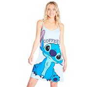 Disney Chemise de Nuit Femme Bretelles Robe de Nuit Nuisette Stitch Mickey Minnie Marie Aristochat de Nuit Femme Fille Ado S-XL (Bleu Stitch, M)