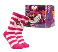 Disney Chaussettes Chaussons Femme, Antidérapantes - Idée Cadeau Femme Noël (Rose Fuchsia Cheshire Cat)