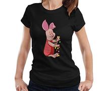 Disney Christmas Piglet Holding Festive Lights Women's T-Shirt