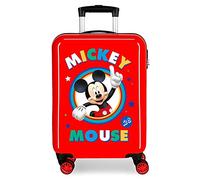 Disney Circle Mickey Valise Trolley Cabine Rouge 37x55x20 cms Rigide ABS Serrure à Combinaison 34L 2,6Kgs 4 Roues Doubles Bagage à Main