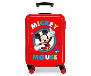 Disney Circle Mickey Valise Trolley Cabine Rouge 37x55x20 cms Rigide ABS Serrure à Combinaison 34L 2,6Kgs 4 Roues Doubles Bagage à Main