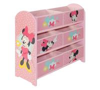 Disney Classic Minnie Meuble de rangement pour jouets, 6 boîtes de rangement pour chambre à coucher - Fabriqué en bois/tissu/métal - Assemblage et nettoyage faciles