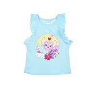 Disney Classics Débardeur avec Stitch, Rouches et décorations florales, 100 % coton, pour fille, bleu ciel, 8 ans