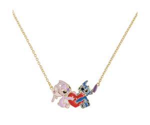 Disney Collier avec pendentif en forme de cœur plaqué or de Stitch & Angel pour les filles