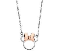 Collier Disney avec Silhouette de Minnie, en Or Rose, Argent Sterling 925, Cadeau pour Filles et Femmes