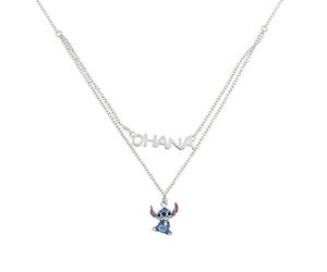 Disney Collier Lilo et Stitch avec un pendentif argent sterling, argenté et bleu