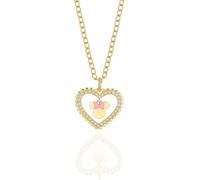 Disney Collier Minnie Mouse cœur en laiton doré avec perles blanches, pour femme et fille, taille réglable 41 cm + 5 cm, prêt à offrir, bijoux officiels