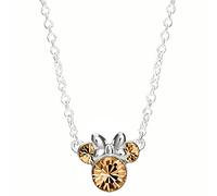Disney Collier Minnie Mouse en argent sterling avec pierre de naissance du mois de juin et cristal, Argent sterling