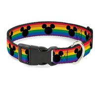 Disney Collier pour animal domestique, boucle en plastique, oreilles de Mickey Mouse, drapeau arc-en-ciel fierté, 21,6 à 30,5 cm de large