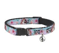 Disney Collier pour Chat avec Clochette, Clip en Plastique, Facile à régler, la Petite sirène Ariel, Croquis, Coquillages, varech, Bleu, Rose, 21,6 à 30,5 cm de Large