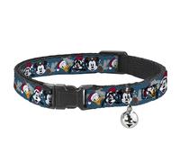 Disney Collier pour chat avec clochette, Noël Holiday Donald Dingo et Mickey avec pomme de pin, bleu, 21,6 à 30,5 cm de large