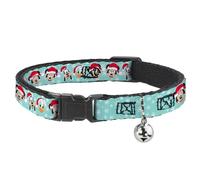 Disney Collier pour chat Breakaway | Bague d'identification avec cloche réglable pour chapeau de Père Noël et flocons de neige Bleu