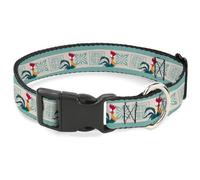 Disney Collier pour Chien avec Boucle en Plastique Moana Hei Le Coq et Blocs d'icônes Blanc Clair Vert Clair 40,6 à 58,4 cm 3,8 cm de Large