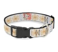 Disney Collier pour chien avec boucle en plastique Moana Pua et Hei Hei Blocs de pose Blanc Multicolore 17,8 à 21,6 cm 1,3 cm de large