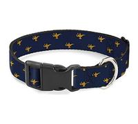 Disney Collier pour Chien avec Boucle en Plastique, Monogramme Aladdin Genie Lampe Monogramme Bleu Marine doré, 17,8 à 21,6 cm de Large