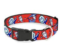 Disney Collier pour chien avec boucle en plastique Motif L'Étrange Noël de monsieur Jack Rouge 50,8 à 78,7 cm Largeur 3,8 cm
