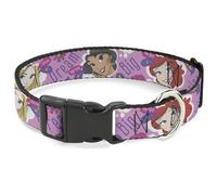 Disney Collier pour chien avec boucle en plastique Motif tête de princesse Rose Violet 17,8 à 21,6 cm Largeur 1,3 cm