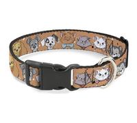 Disney Collier pour chien avec boucle en plastique Motif visages de chats et chiens Orange 33 à 43 cm Largeur 3,8 cm
