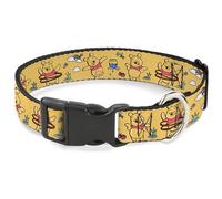 Disney Collier pour chien avec boucle en plastique Winnie l'ourson Happy Poses Jaune doré 24,5 à 36,8 cm Largeur 1,3 cm