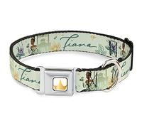 Disney Collier pour Chien en métal avec Boucle de Ceinture de sécurité La Princesse et la Grenouille Tiana Palace Pose avec Inscription Vert, 50,8 à 78,7 cm, 3,8 cm de Large