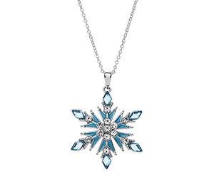 Disney Collier pour Filles en Argent, avec Pendentif Représentant Elsa, Anna, Olaf ou un Flocon de Neige de Frozen Orné de Zircone