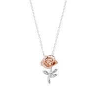 Disney Collier rose en argent sterling 925 avec pierres La Belle et la Bête