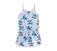 Disney Combinaison bleu clair sans manches Lilo & Stitch pour fille | Tenue d'été décontractée à imprimé Stitch | Ceinture élastique avec poches | Vêtements de dessin animé pour enfants de 5 à 6 ans