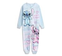 Disney Combinaison Lilo & Stitch Bleu Clair à Fermeture éclair pour Fille | Vêtements de Nuit et d'intérieur en Micropolaire à Manches Longues | Vêtements de Nuit Doux pour Enfants | Produits