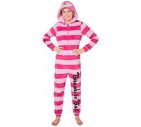 Disney Combinaison Pyjama Enfant Fille Pyjama Stitch Surpyjama Grenouillère en Polaire Fille Onesie Enfant Ado 2-15 Ans (Rose Chat du Cheshire, 7-8 Ans)