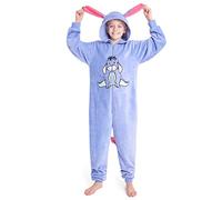 Disney Combinaison Pyjama Enfant Fille Pyjama Stitch Surpyjama Grenouillère en Polaire Fille Onesie Enfant Ado 2-15 Ans (Bleu Bourriquet, 13-14 Ans)