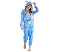 Disney Combinaison Pyjama Femme Stitch Minnie Bourriquet, Grenouillère Femme en Polaire, Onesie Adulte Ado Couple S-XXL (Bleu Stitch, S)