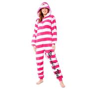 Disney Combinaison Pyjama Femme Stitch Minnie Bourriquet, Grenouillère Femme en Polaire, Onesie Adulte Ado Couple S-XXL (Rose Chat du Cheshire, L)