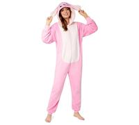 Disney Combinaison Pyjama Femme Stitch Minnie Bourriquet, Grenouillère Femme en Polaire, Onesie Adulte Ado Couple S-XXL (Rose Angel, M)