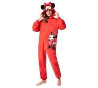 Disney Combinaison Pyjama Femme Stitch Minnie Bourriquet, Grenouillère Femme en Polaire, Onesie Adulte Ado Couple S-XXL (Rouge Minnie, M)